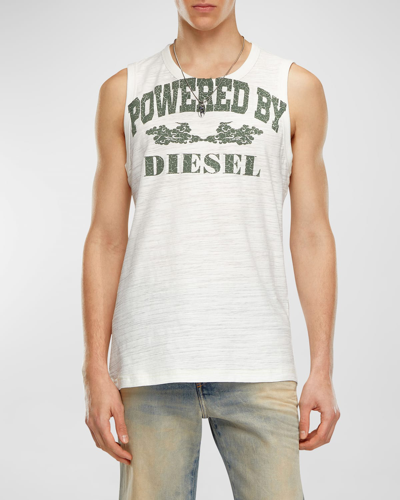 Diesel Men's T Hoppy Stretch Cotton Logo-print Tank Top In Off/white