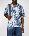 Diesel Bristol Camouflower Short Sleeve Camp Shirt In Denim