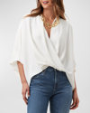 Trina Turk Concourse 2 Crinkled Dolman-sleeve Top In Whitewash