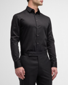 Giorgio Armani Curved Hem Poplin Shirt In Black