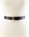 Lafayette 148 Gold L Beam Buckle Leather Belt In Copper