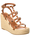 Valentino Rockstud Espadrille Wedge Sandal In Brown