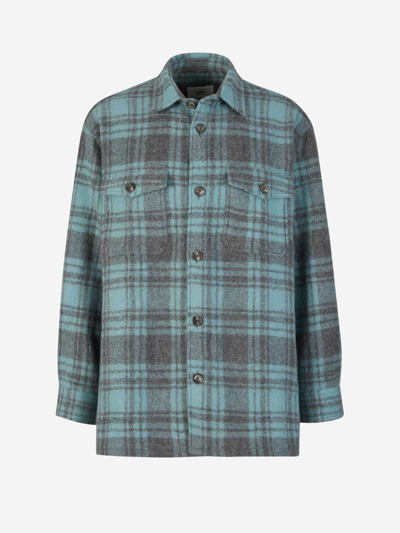 Ami Alexandre Mattiussi Ami Paris Checked Wool Overshirt In Blau Cel