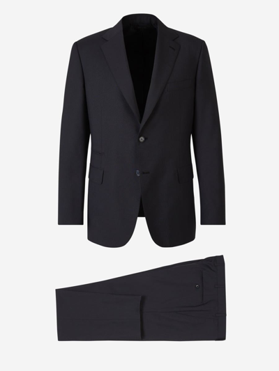 Brioni Wool And Mohair Suit In Blau Nit