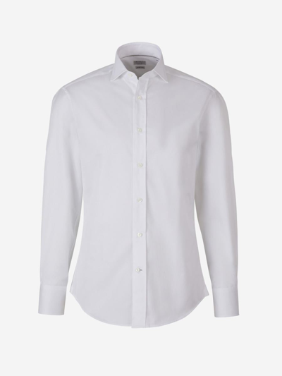 Brunello Cucinelli Plain Cotton Shirt In Blanc