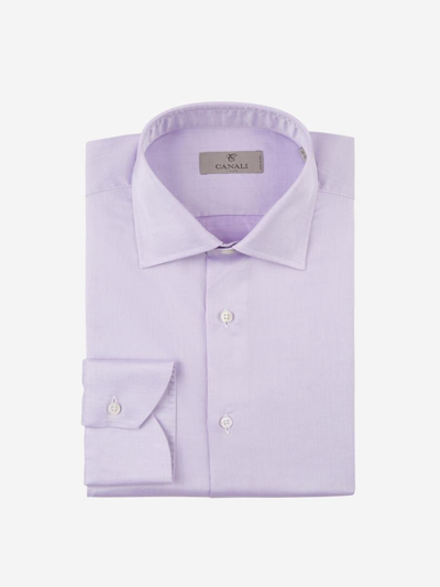 Canali Cotton And Linen Shirt In Lavender