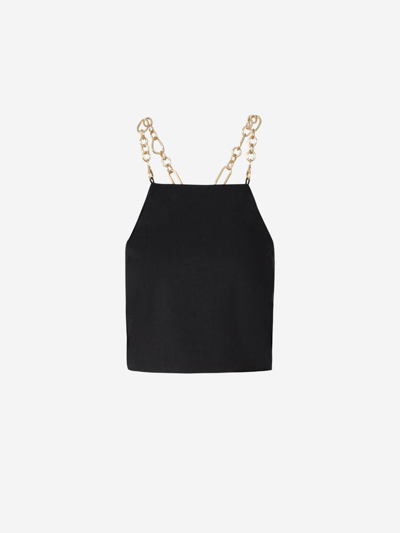 Cult Gaia Chained Crossover Strap Top In Negre
