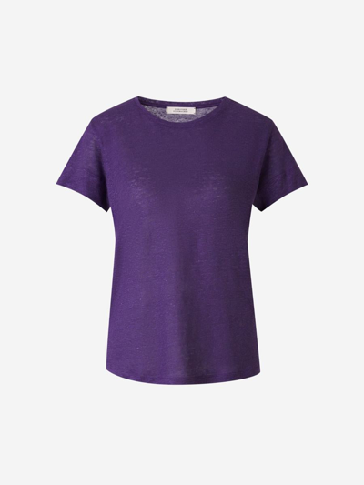 Dorothee Schumacher Round Neck Hemp T-shirt In Violet