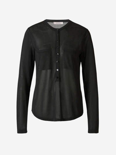 Dorothee Schumacher Semi-transparent Knitted Blouse In Negre