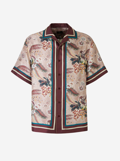 Etro Floral-print Silk Shirt In Bordeus