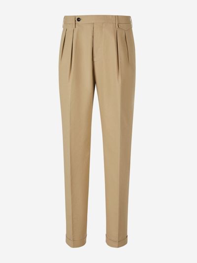 Incotex Cotton Satin Trousers In Beige