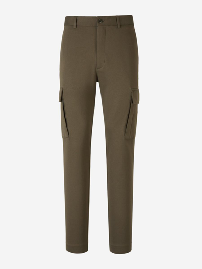 Moncler Straight-leg Cotton-jersey Cargo Trousers In Verd Militar
