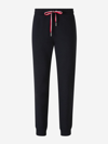 Moncler Blue Tricolour Accent Cotton Track Pants In Blau Nit