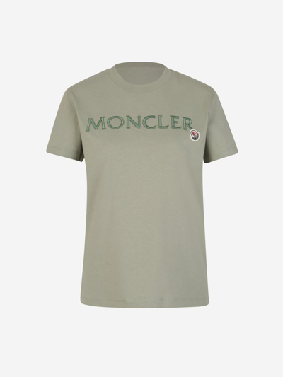 Moncler Cotton Logo T-shirt In Russian Olive