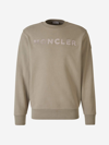 Moncler Logo-embroidered Cotton-jersey Sweatshirt In Verd Militar