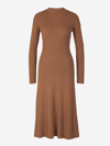 Moncler Long-sleeve Wool Knit Midi Sweater Dress In Caramel