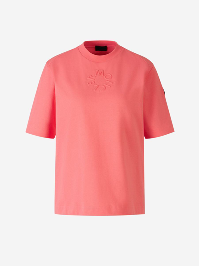 Moncler Monogram Cotton T-shirt In Coral