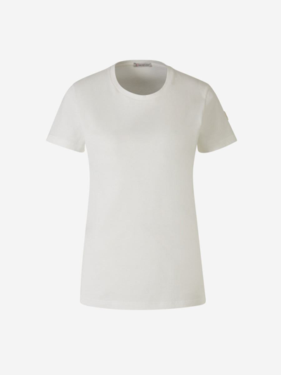 Moncler Patch Cotton T-shirt In Blanc