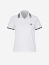 Moncler Logo Patch Cotton Piqué Knit Polo In Blanc I Negre