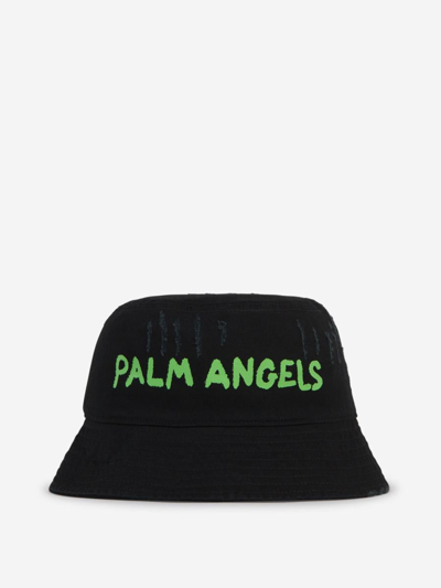 Palm Angels Fisherman Hat Logo In Negre