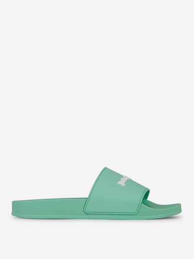 Palm Angels Pool Logo Sandals In Verd