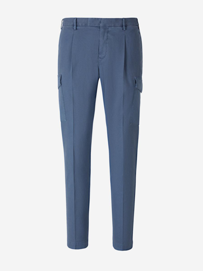 Pt01 Cotton Cargo Trousers In Denim Blue