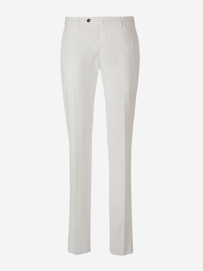 Pt01 Slim Ff Light Stretch Gabardine Pant Clothing In White