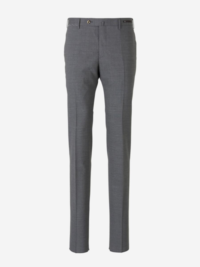Pt01 Formal Wool Trousers In Gris Clar