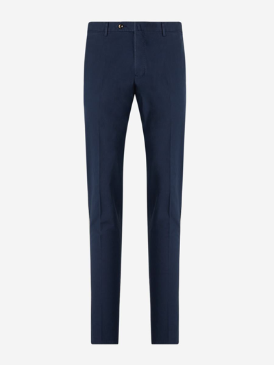 Pt01 Slim Fit Stretch Trousers In Navy