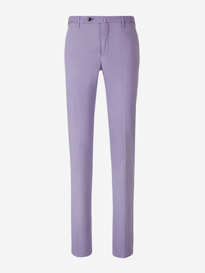 Pt01 Slim-fit Cotton Trousers In Lilac