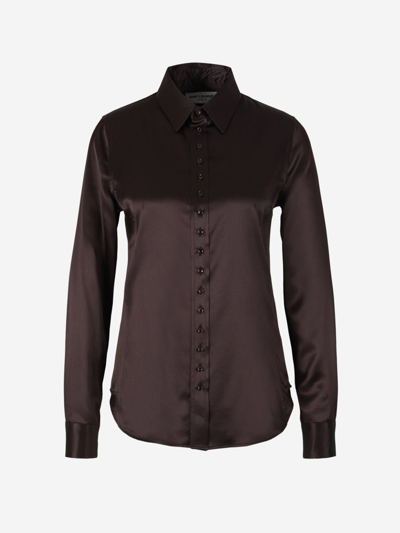 Saint Laurent Silk Fitted Shirt In Brown
