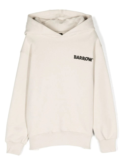 Barrow Kids' Dove Hoodie With Logo And Lettering In Bianco