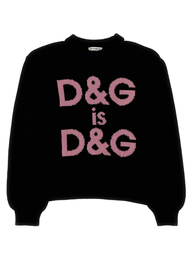 Dolce & Gabbana Kids' Logo-intarsia Virgin-wool Jumper In Black