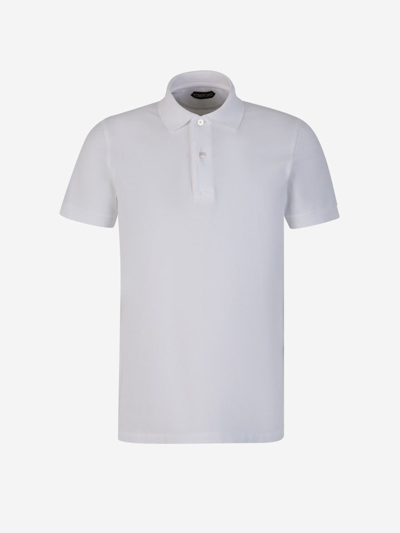 Tom Ford Cotton Pique Polo In Blanc