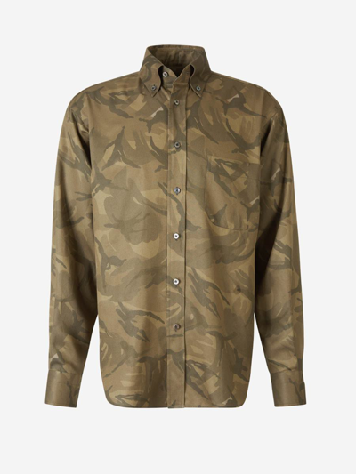 Tom Ford Military Motif Shirt In Camuflatge Verd