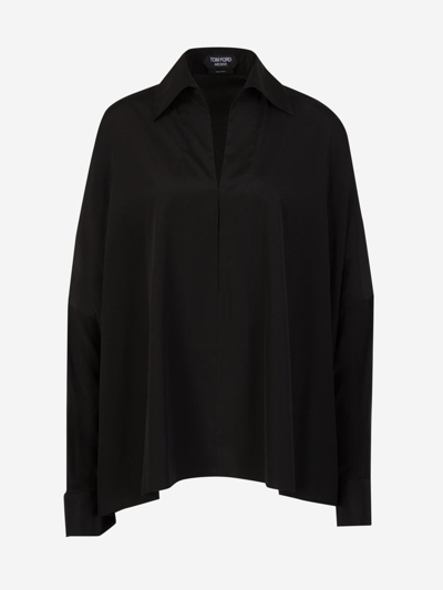 Tom Ford Oversized Stretch Blouse In Negre