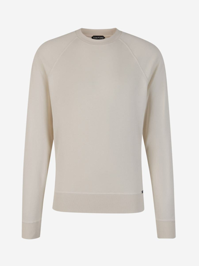 Tom Ford Cut And Sewn Crew Neck Sweatshirt In White