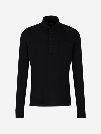 Tom Ford Viscose And Silk Polo In Negre