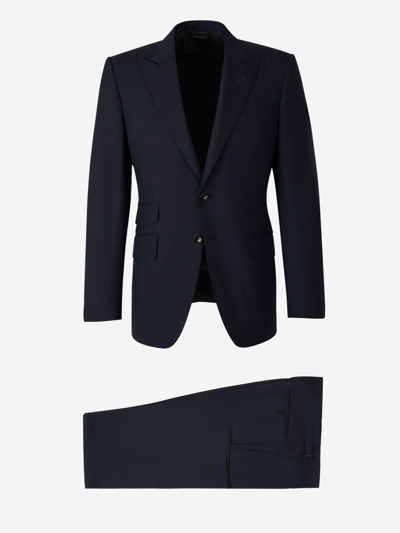 Tom Ford Wool Suit In Navy Colour