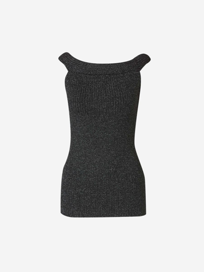 Totême Lurex Knit Top In Negre