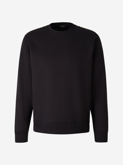 Valentino Cotton Sweatshirt With Studs In Black