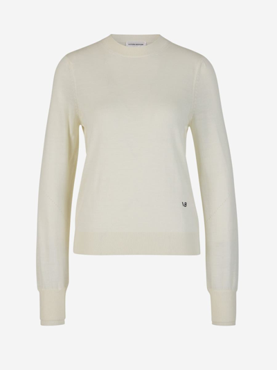 Victoria Beckham Plain Wool Jumper In Beix