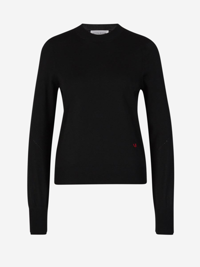 Victoria Beckham Plain Wool Sweater In Negre