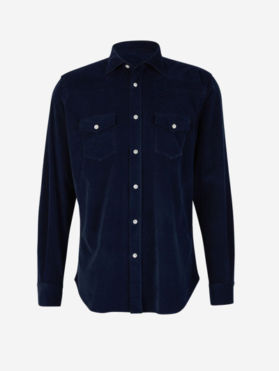 Vincenzo Di Ruggiero .. Cotton Corduroy Shirt In Blau Marí