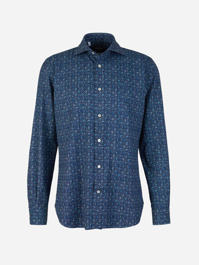 Vincenzo Di Ruggiero .. Printed Cotton Shirt In Blau Marí