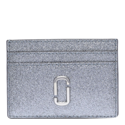 Marc Jacobs The Galactic Glitter J Marc Card Case In Silver
