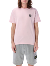 Stone Island Logo Print Crew Neck T-shirt In Pink