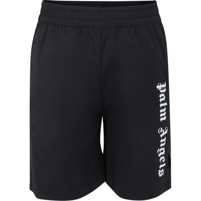 Palm Angels Kids' Black Swimsuit For Boy With Logo