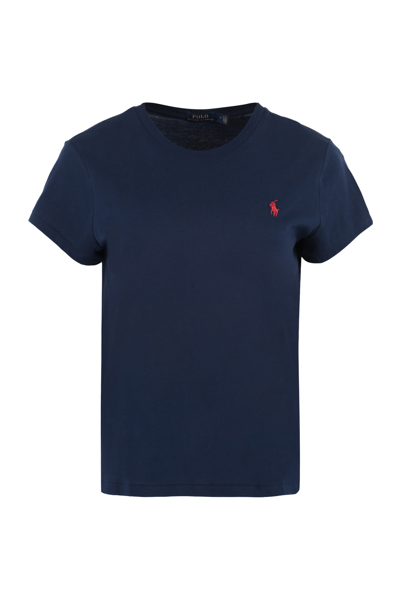 Ralph Lauren Logo Cotton T-shirt In Navy