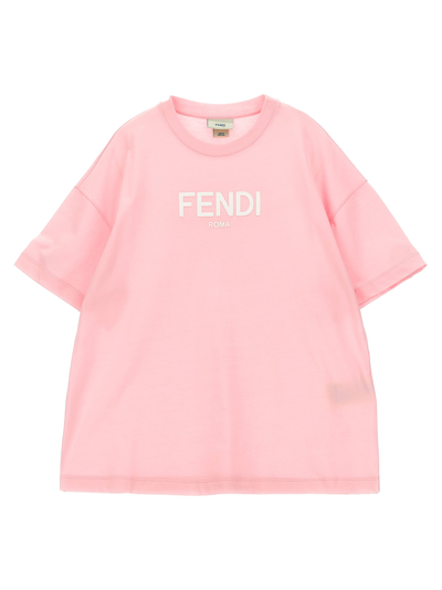 Fendi Kids' Logo T-shirt In Rosa